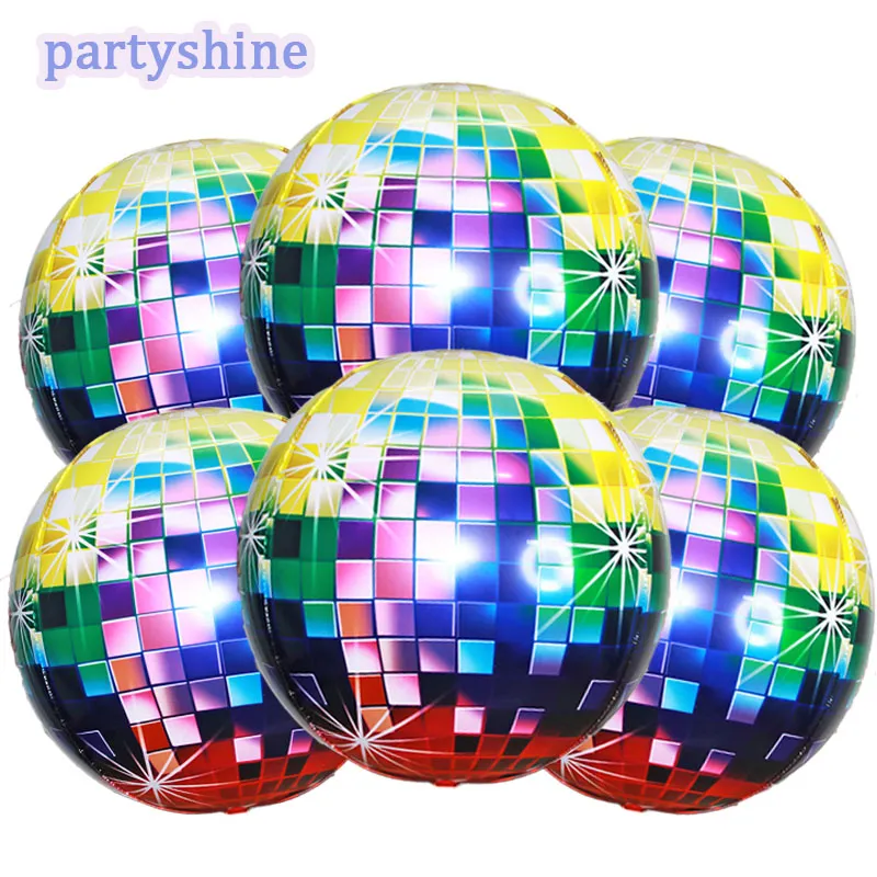 FBQ 22 Inch Disco Ball Balloons 6 Pcs - Silver 4D Round Party Decorations - View #5