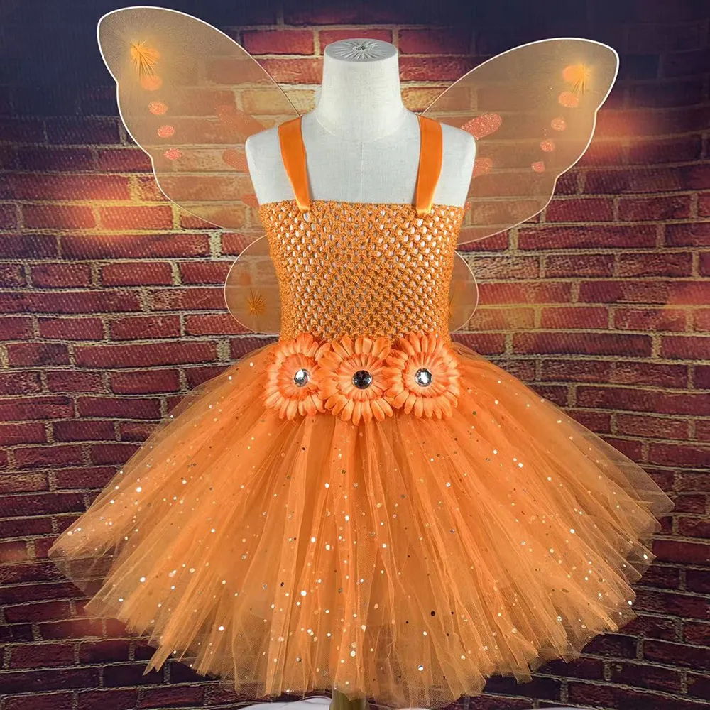 orange fairy dress Fairytale Glitter dress – wauwcapow main image 1