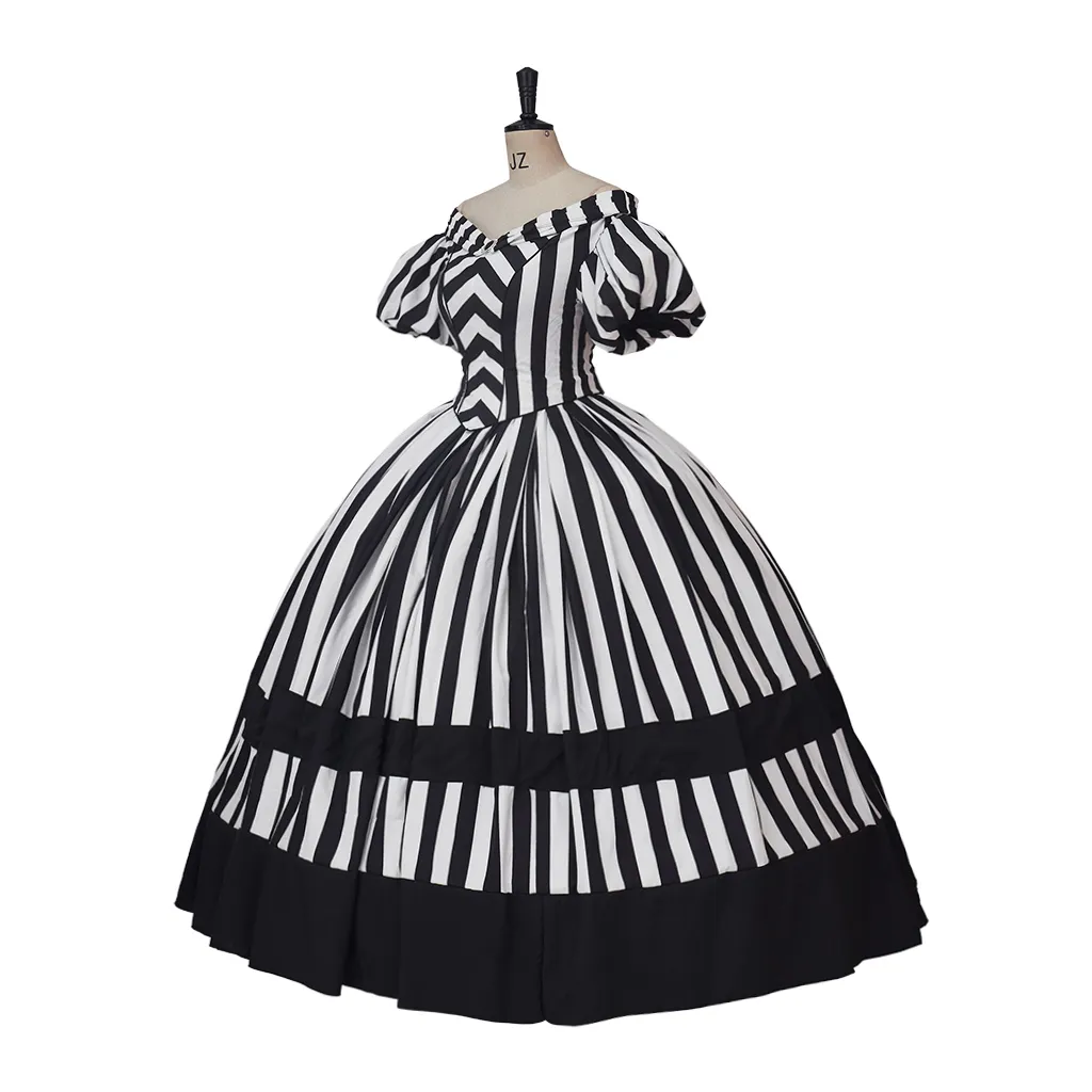 Historical Vintage High Waistline Rococo Ball Gown Costume Dress for Women  in Black and White Stripes from Dhgate Others Apparel - price 136.32