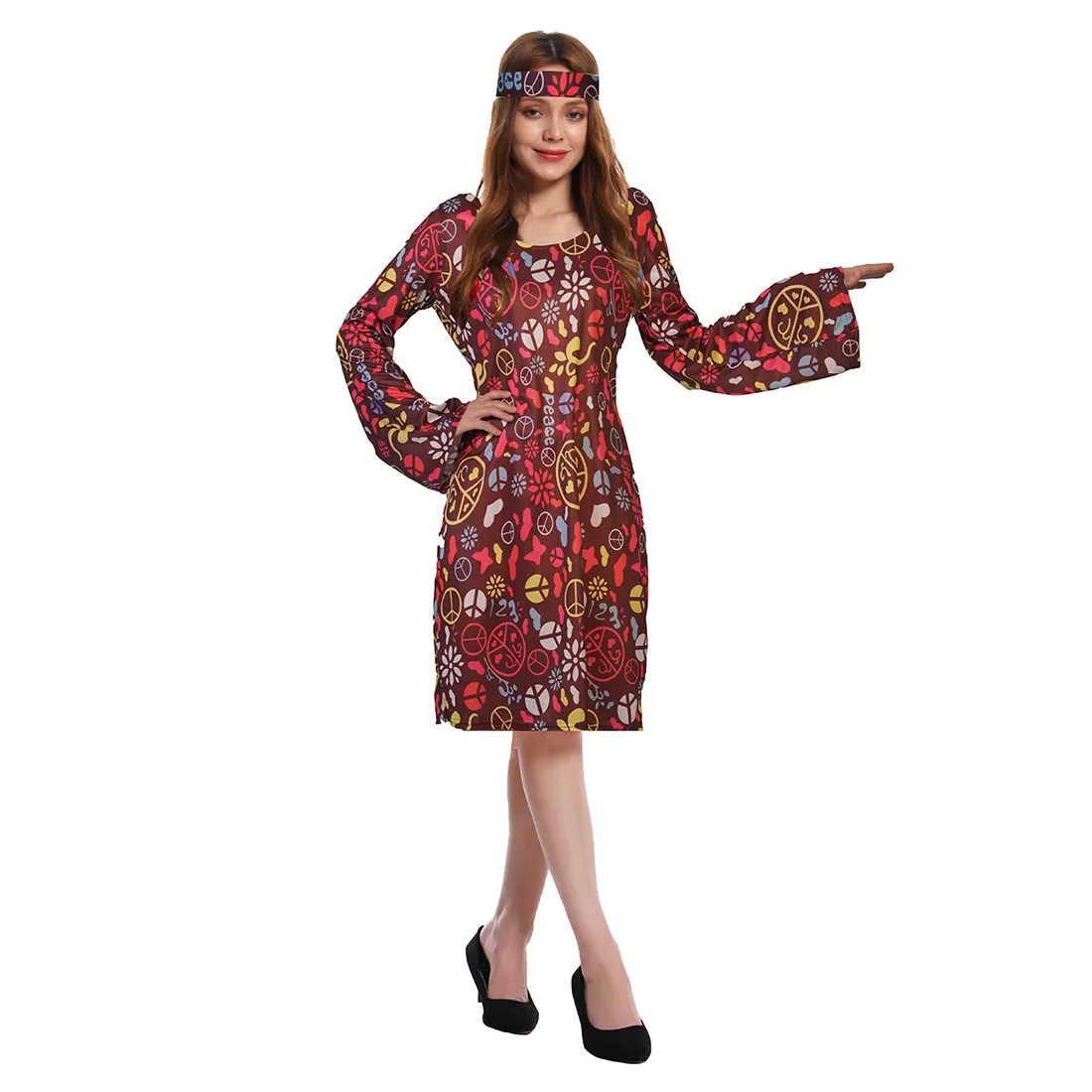 Hippie Dress Set for Women Polyester Peace Loving Flower 1960s 1970s  Costume from Dhgate Others Apparel - price 28.48