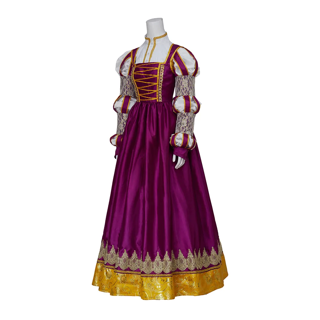 Women Italian Renaissance Fantasy Purple Gown The Borgias Lucrezia Borgia Style Dress Queen Daily Costumes Tudor Purple Dress