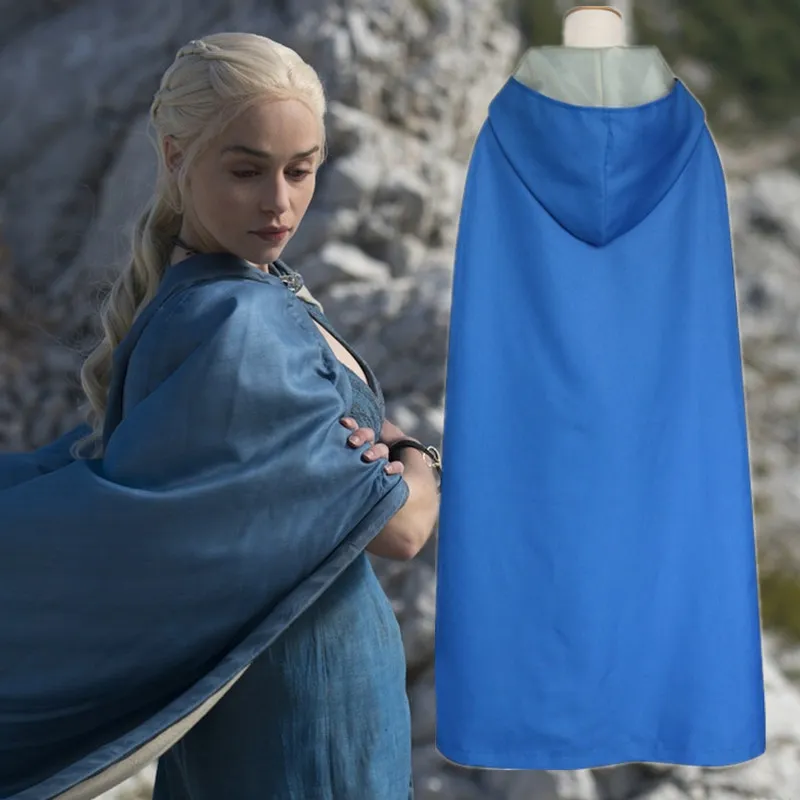 Dragon Daenerys Cosplay Costume Set - Blue lancha dress and Cope for Women's Role-playing at Halloween Party Dragon Daenerys Cosplay Costume Set - Blue lancha dress and Cope for Women's Role-playing at Halloween Party