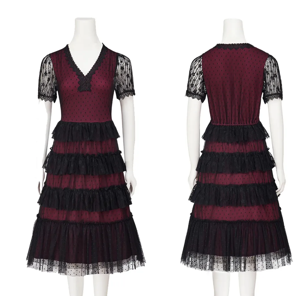 open lace back dress Inspired Titanic 1912 dress Alternative wedding Burgundy red dress Edw   Cosplayrr