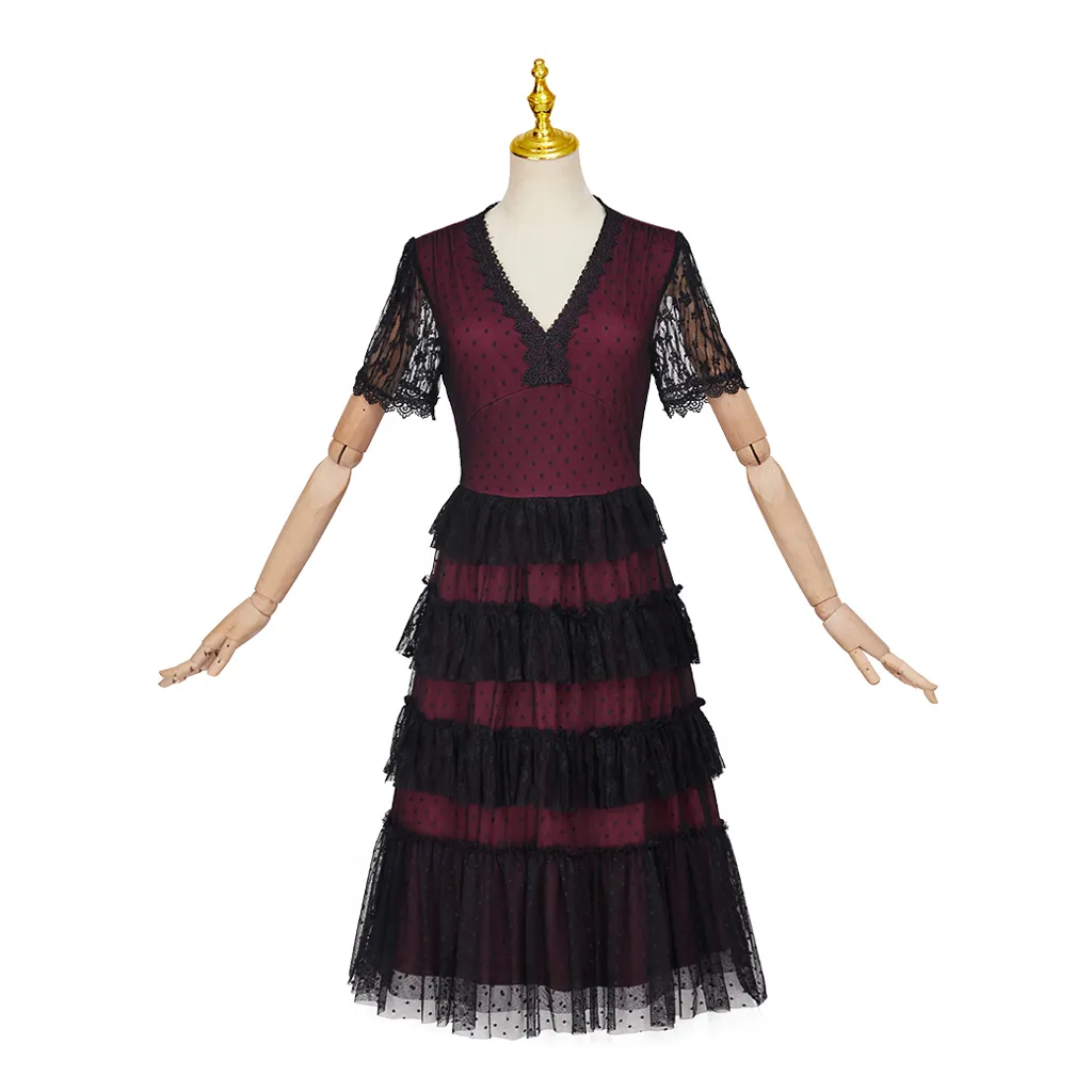 Victorian Victorian Victorianitanic Rose Black lace tiered dress - Elegant Renaissance Fancy Ball Gown for Women