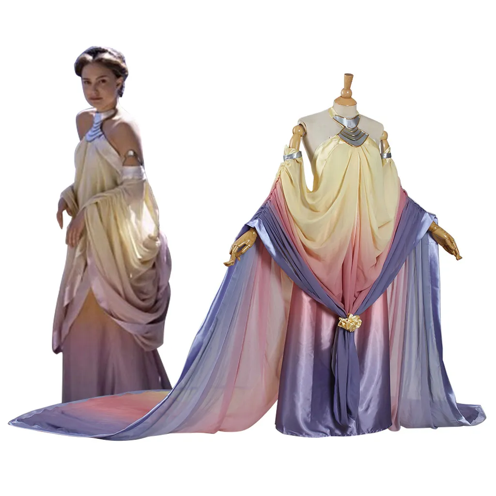 Naberrie Lake Padme Queen Amidala Cosplay Costume - Adult Long Modern Filipiniana Dress for Halloween Party and Ourfits