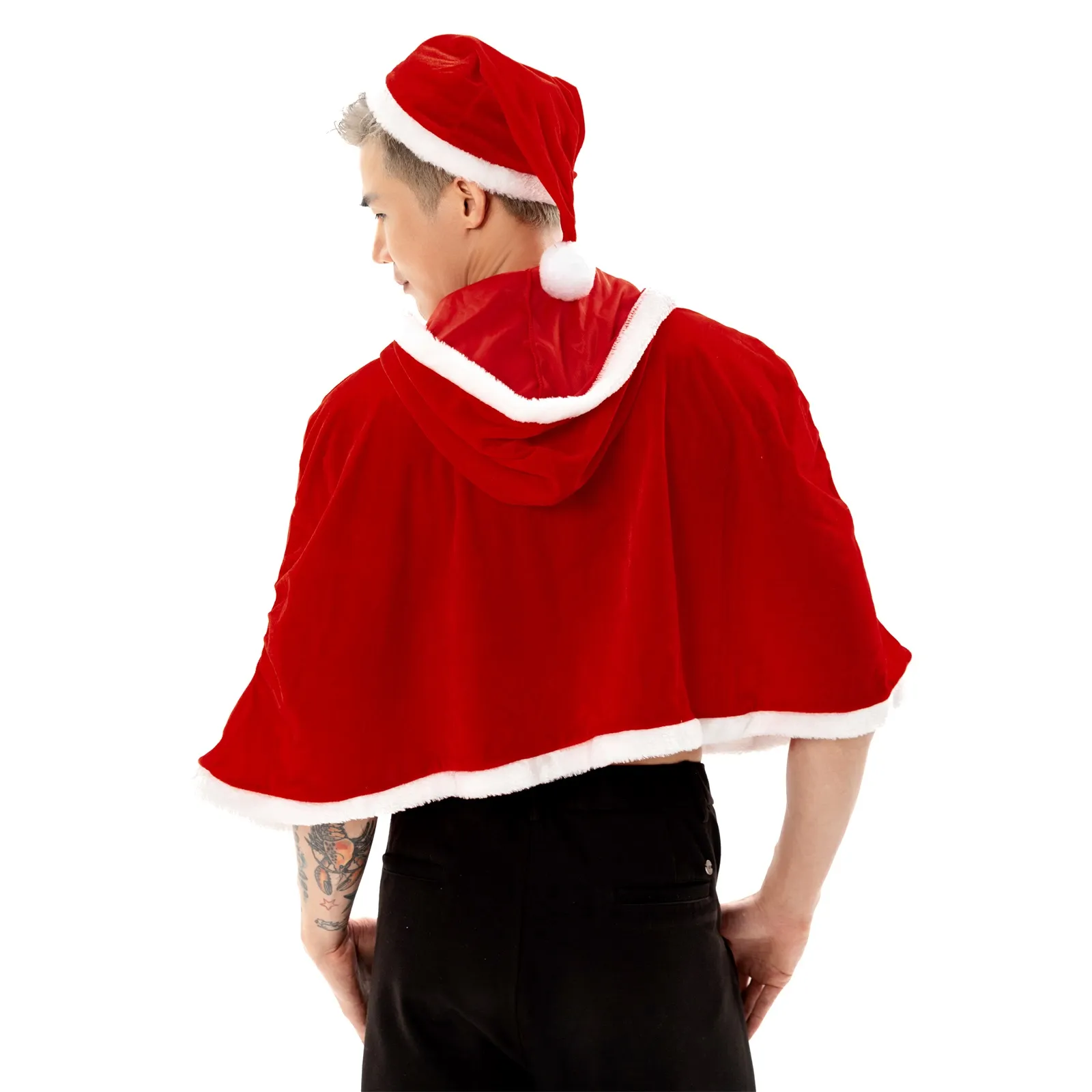 Save Big on Bulk Xmas Cosplay Sexy Santa Costume Velvet Hooded Shawl Cape  Set: Christmas Fluff Crop Top Vest With Hat, Sexy Xmas Outfit, New Year
