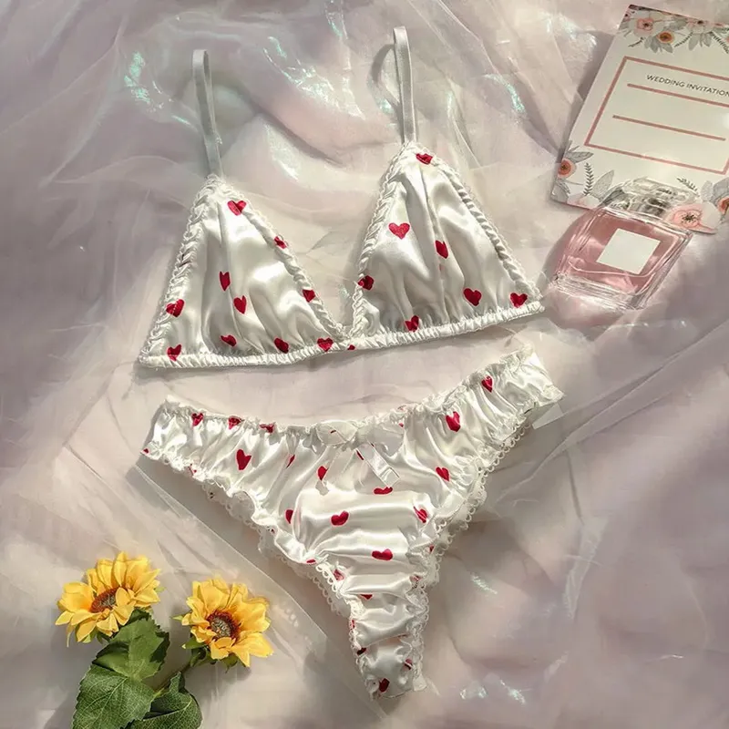 Satin Heart Print Bra Set Wireless Lingerie Set For... From Dh2958055, $21.64 | DHgate.Com Satin Heart Print Bra Set Wireless Lingerie Set For... From Dh2958055, $21.64 | DHgate.Com