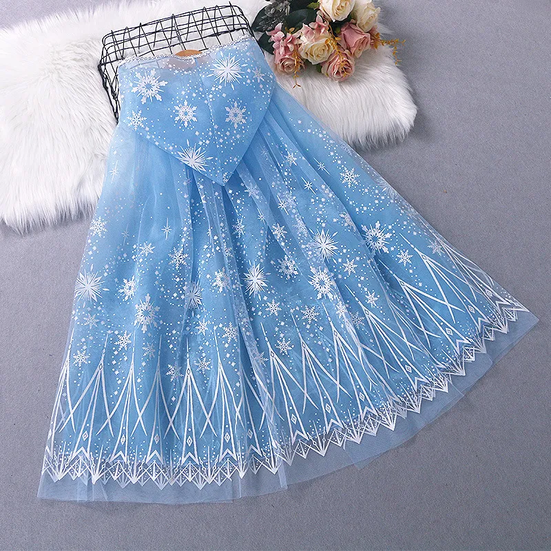 Cosplay Fairy Dress Cloak for Kids - Mesh Princess Cape with Mermaid,  Snowflake & Elf Designs - Halloween, Christmas, Party Costume