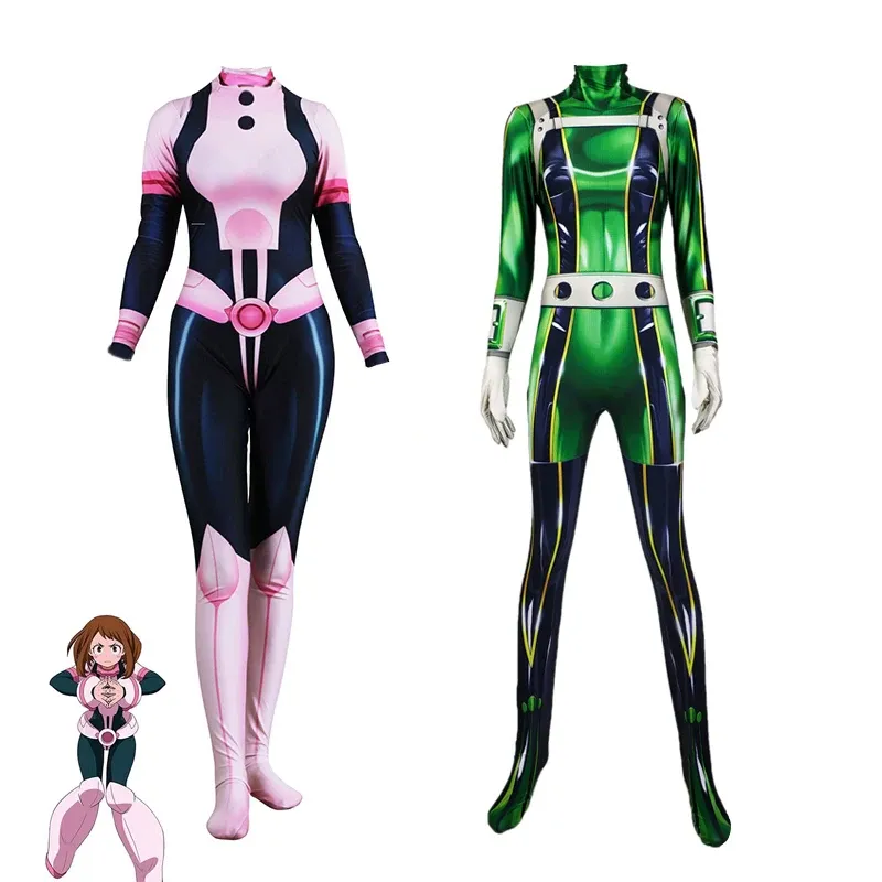 green emerald velvet dress Tsuyu Ochaco Uraraka Cosplay Costume