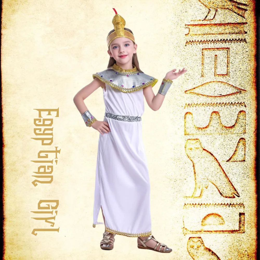 white and gold egyptian dresses 1920s White Geometric Egyptian Gown – Annie's Ibiza Online main image 0
