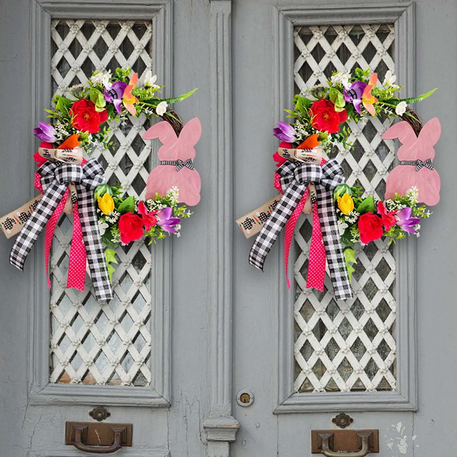 Corona De Pascua Con Colgante De Conejo Decoración De Vacaciones En El Tema  De La Caricatura, Arco De Malla, Flores, Decoración De Primavera De 20,45 €  | DHgate, image size:1600x1600