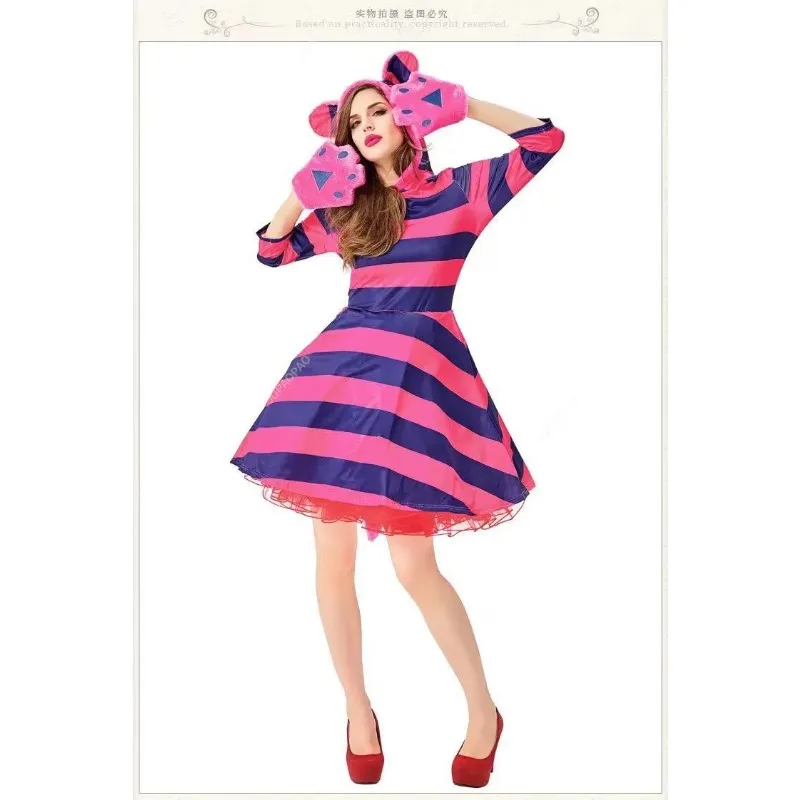 Cheshire Cat Cosplay Dress - B-Alice In Wonderland Costume for Adults and Kids - Perfect for Halloween and Fancy Parties - Parent-Child 80s clothes