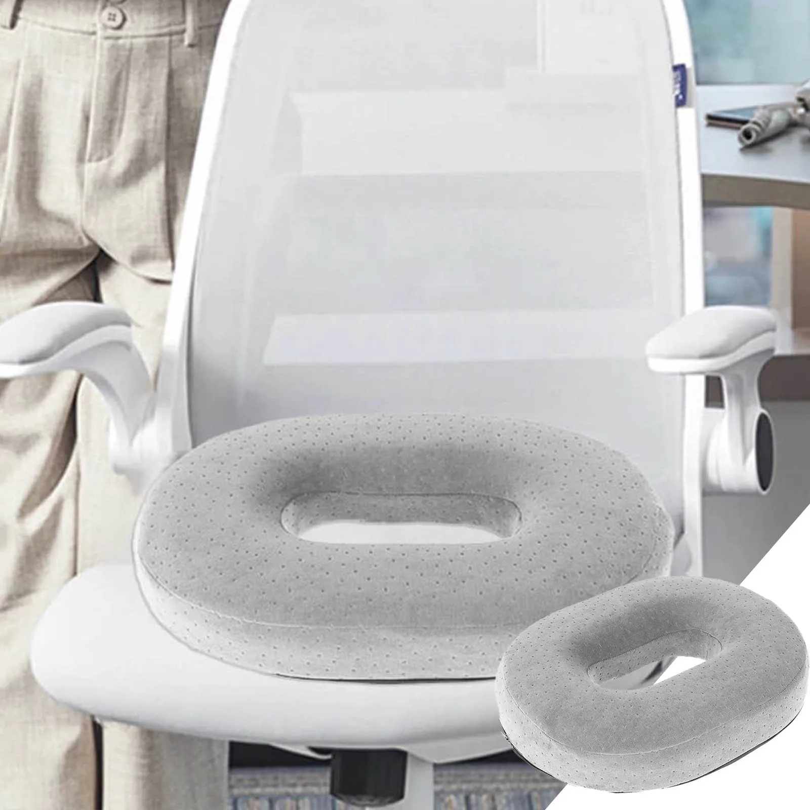 Donut Cushion For Hemorrhoids Memory Foam Seat Cushions Coccyx Cushion For Tailbone & Pressure Relief With Scientific Center Hole & U-Shaped Cutout