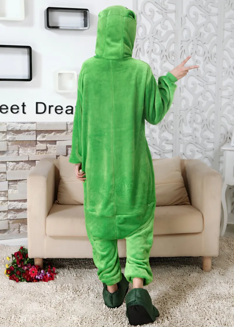 Jumpsuit Hooded Onesie One Piece Pajamas With Flap Green Frog