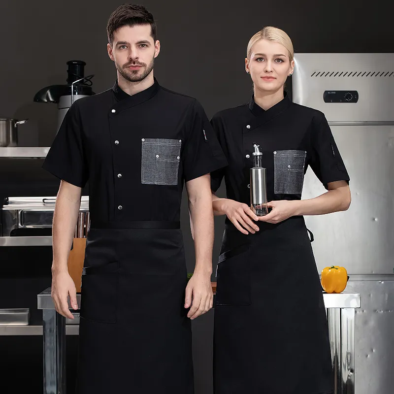 Chef Jacket Men Women Bakery Pizza Kitchen Uniforme Algodón