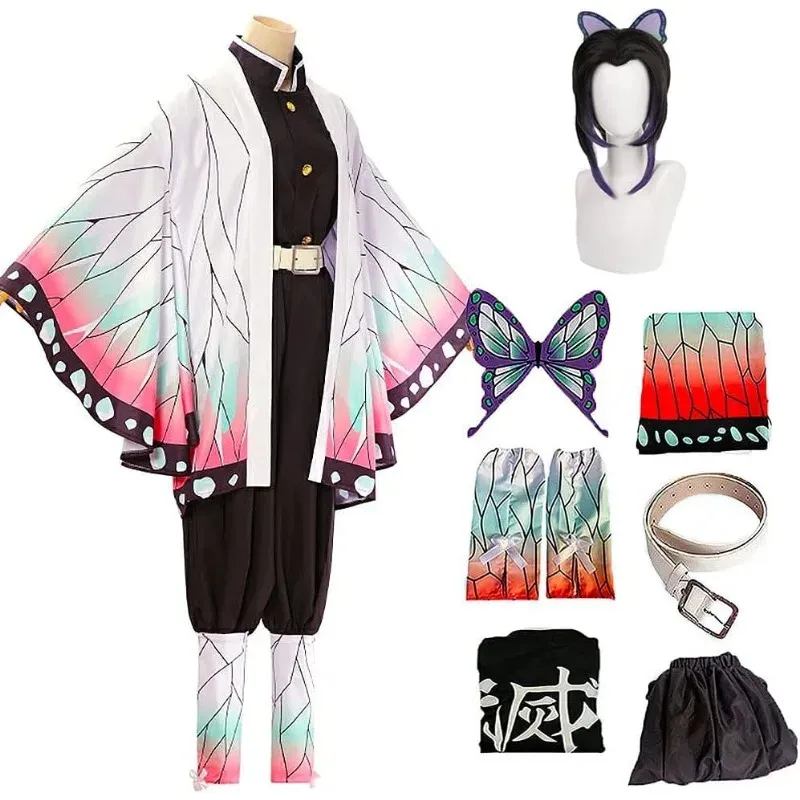 Kids Demon Slayer Kochou Shinobu Cosplay Costume - Complete Kimono Outfit For Halloween & Book Week