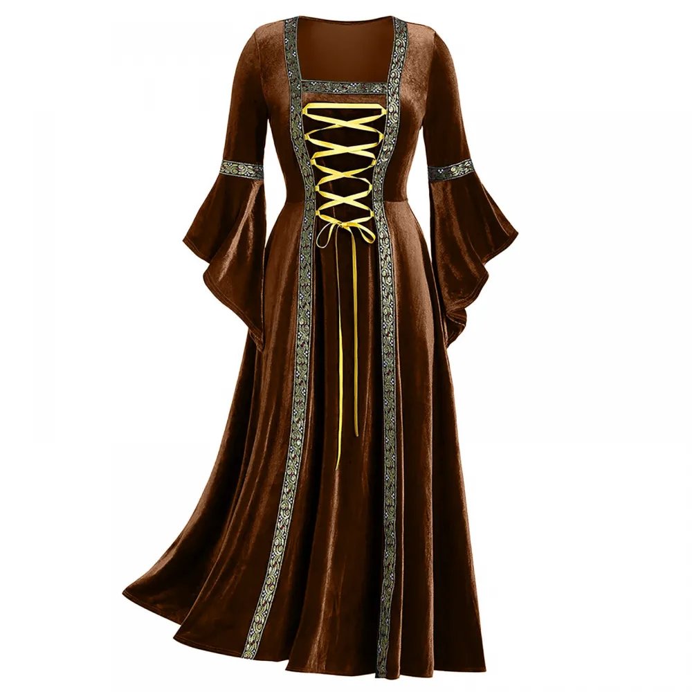 brown fairy dress Renaissance Medieval Fantasy Costume - 2 Pc Chemise Gown & 4Point Skirt Cosplay Woodland Fairy Dress - The Fern Fairy main image 0