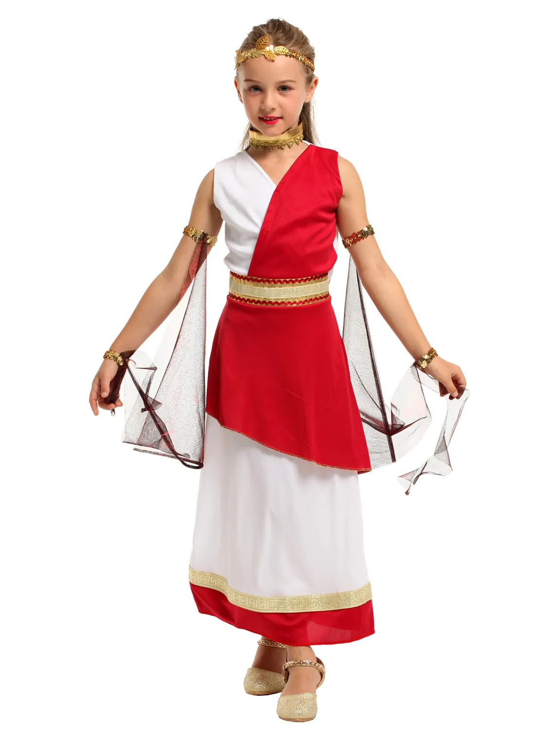 Dames Oude Romeinse Ridderkostuums Halloween Griekse Mythologie Athena Carnaval Cosplay Geïntegreerde Cape Petal Rok Bodysuit Toga  200000532