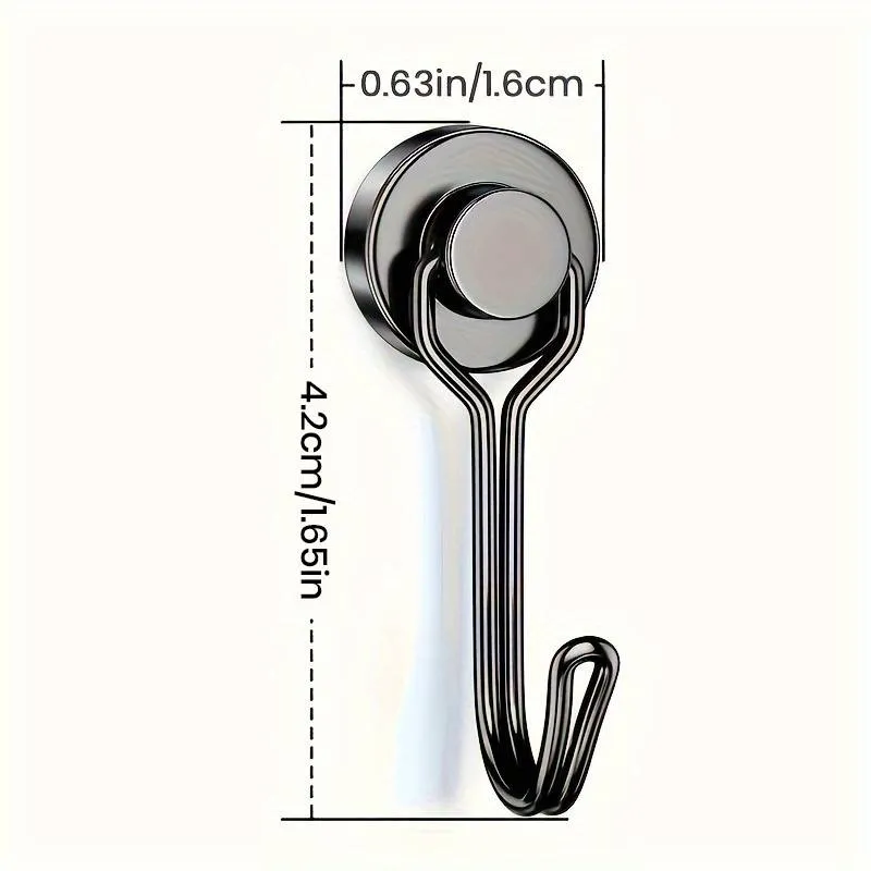 thumbnail image 2 of BRANDED Neodymium Magnetic Hooks 25lb Capacity – Multipack Of 3 Or 6 Strong Black Hooks For Cruise, Grill, Fridge & Garage 2 of 3