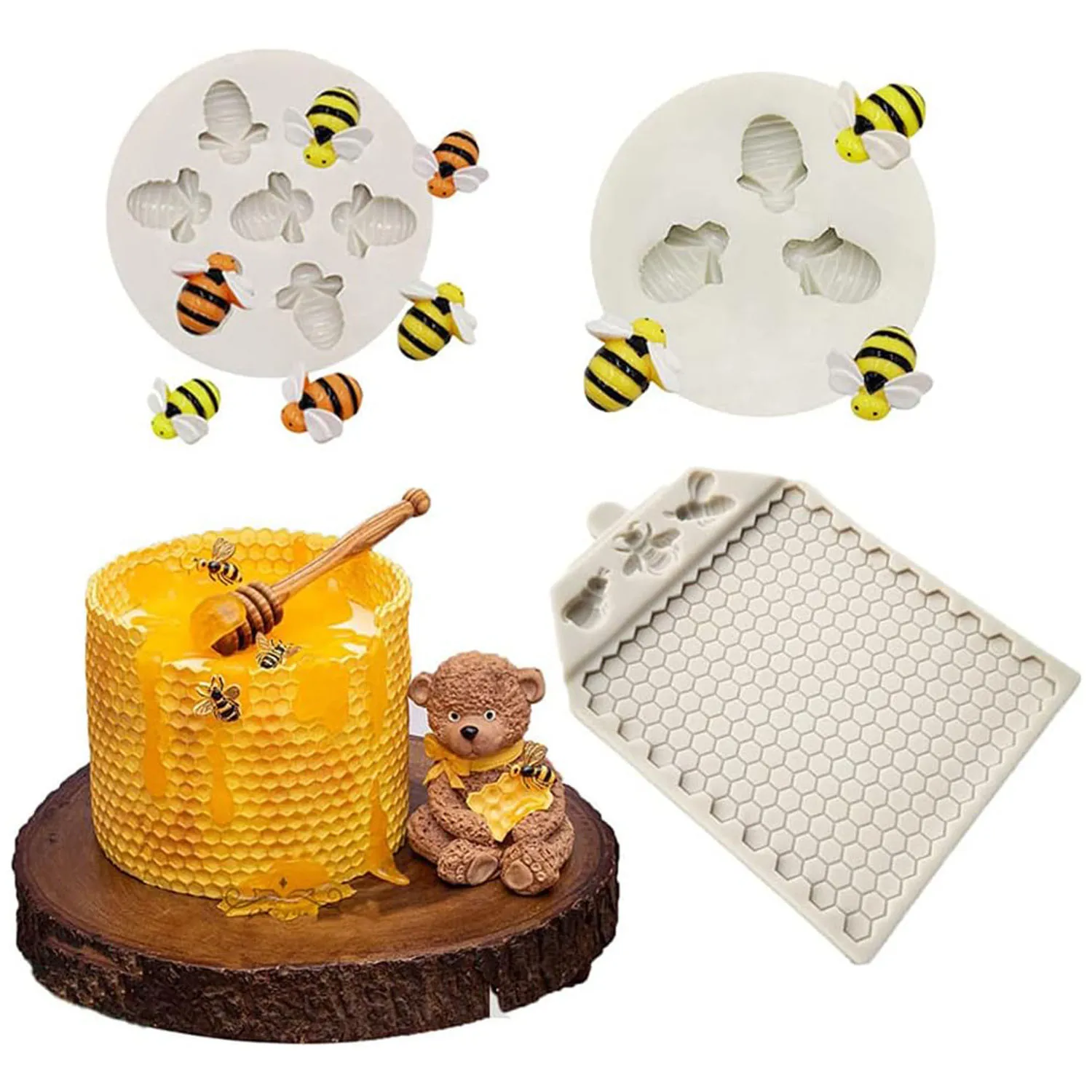 Mold De Silicona Con Forma De Panal De Abeja Para