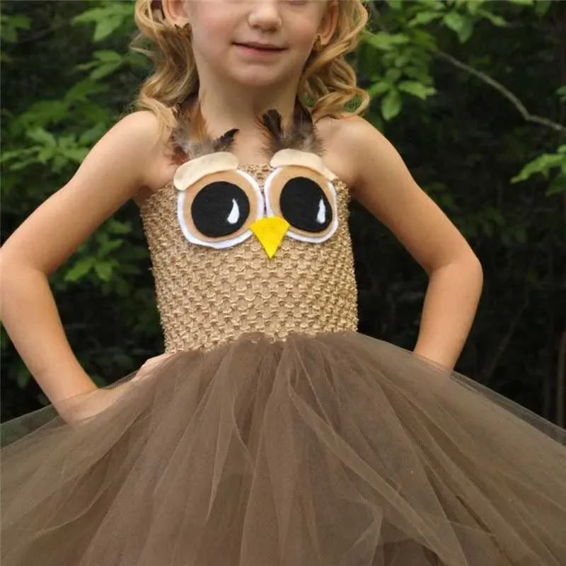 Cute Owl Feather scarecrow tutu dress for Girls - Perfect for Coffee Time and Role-Playing - Crochet Chiffon - Ideal for Children's Bars - W250111 Cute Owl Feather scarecrow tutu dress for Girls - Perfect for Coffee Time and Role-Playing - Crochet Chiffon - Ideal for Children's Bars - W250111