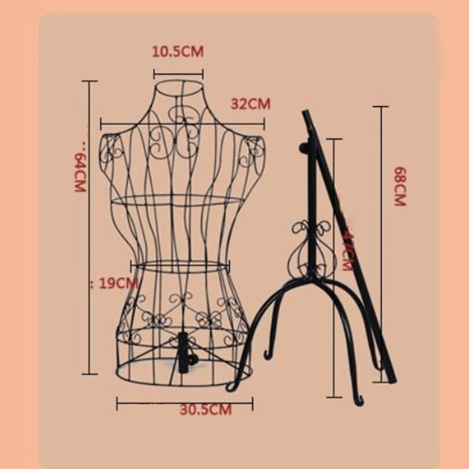 iron metal dress form mannequin Adjustable Tattooed Female Mannequin on Antique Style Base