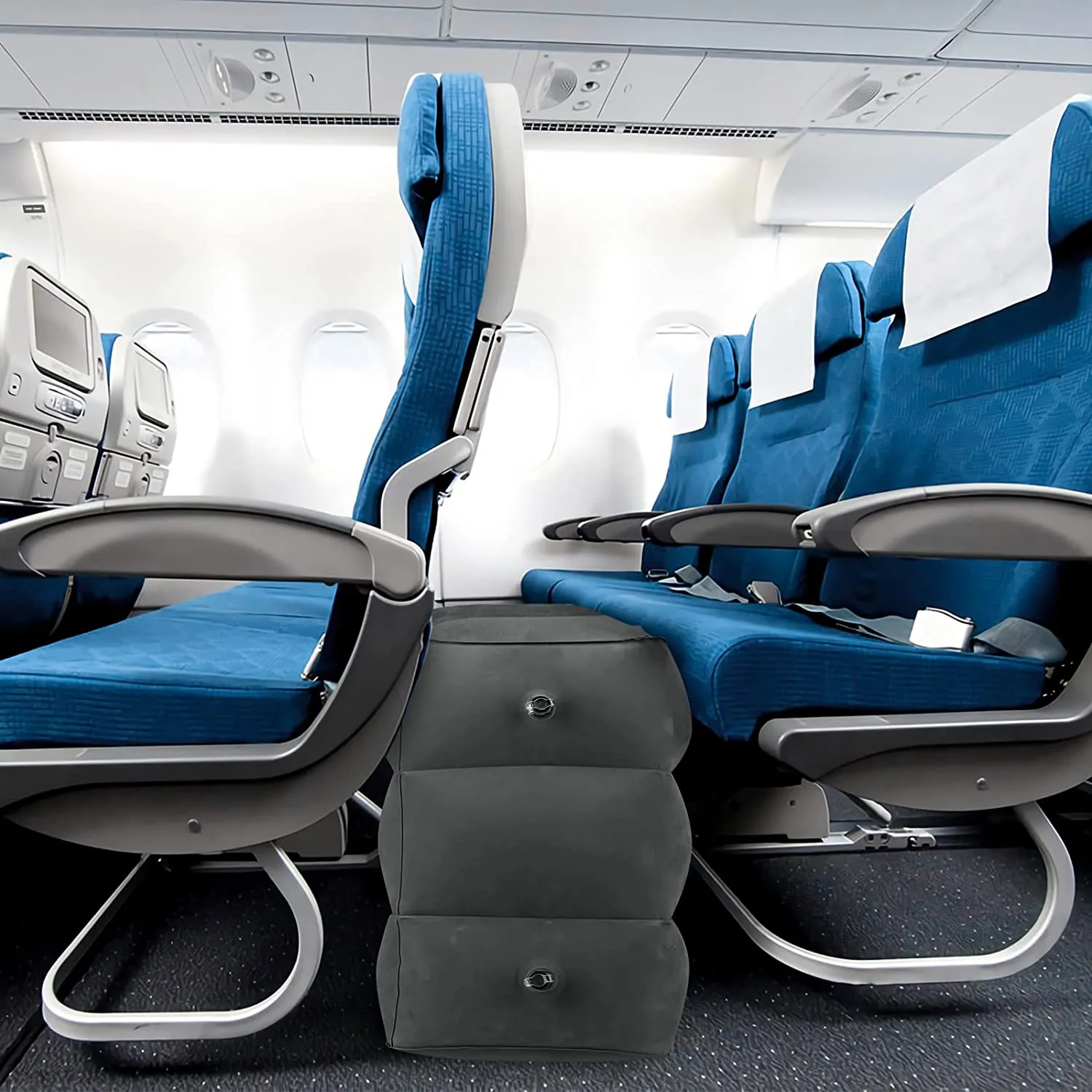 Repose-Pieds Gonflable Pour Avion Et Voyage - 3 Hauteurs Réglables, Coussin Portable Confortable Pour Enfants Et Adultes