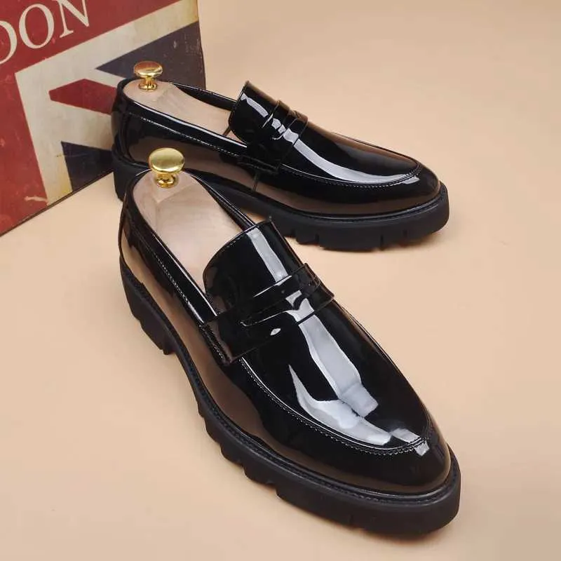 patent leather heeled dress shoes men Men Dress Shoes Fashion Patent Leather Men Formal Shoes 2023 Luxury Brand  Business Office Weding Footwear Men High Heels Shoes