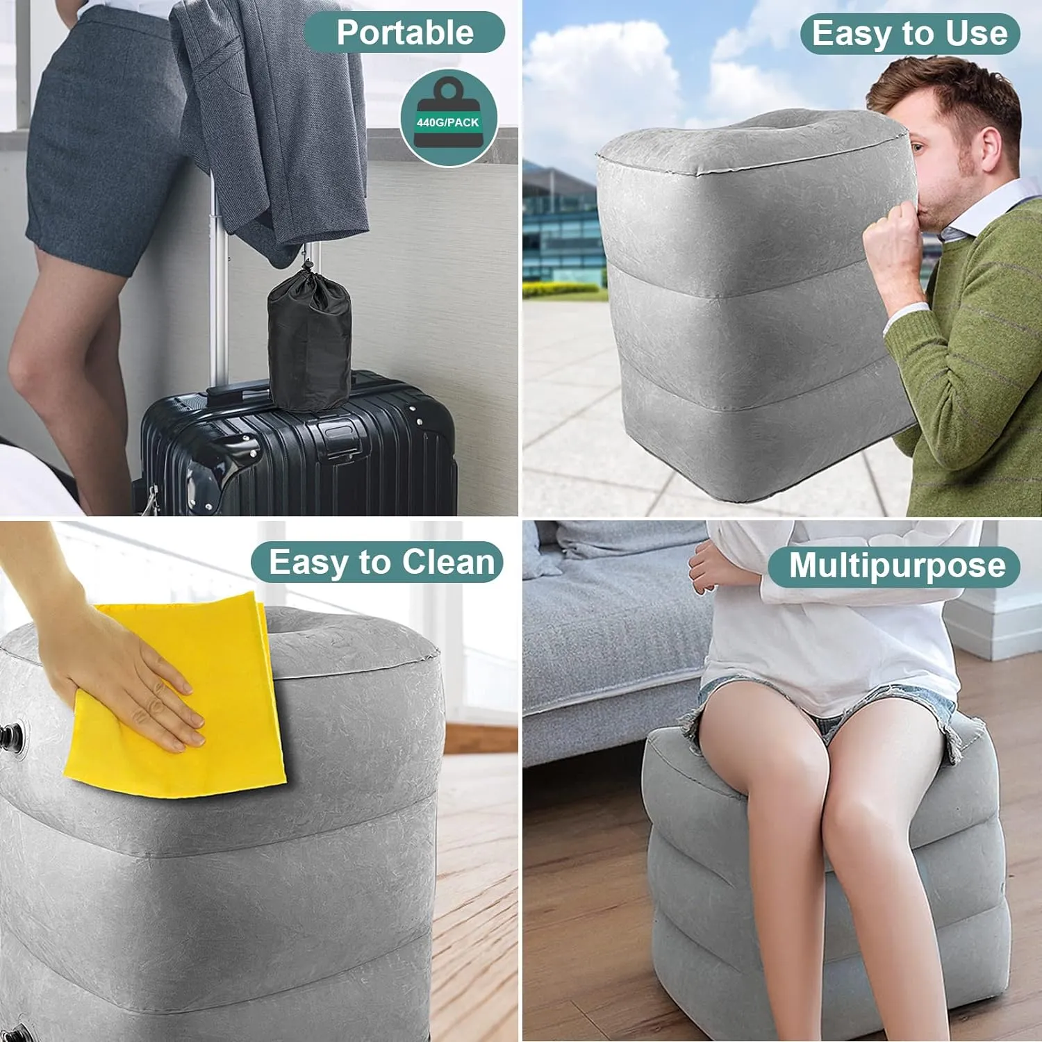 Repose-pieds Portable,Ajustable Gonflable Repose-Pieds Coussin pour Le Repos des Jambes pour