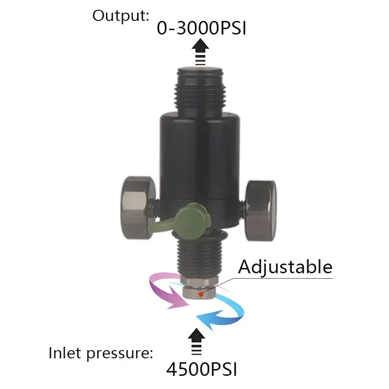 Composite Carbon Fiber Cylinder Pressure Regulator Red Valve Gauge For Scba Diving Tank And Pcp Tank Bottle Valve