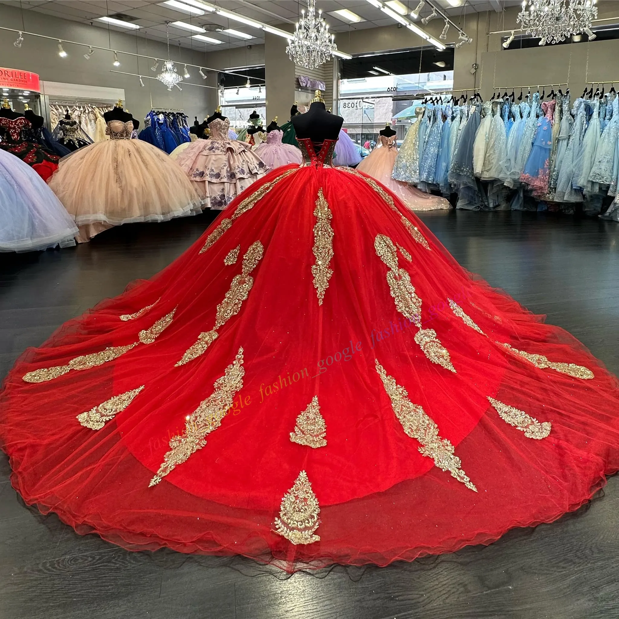 Red And Gold Mexican Quince Dress Long Cape... From Fashion_google, $171.19  | DHgate.Com