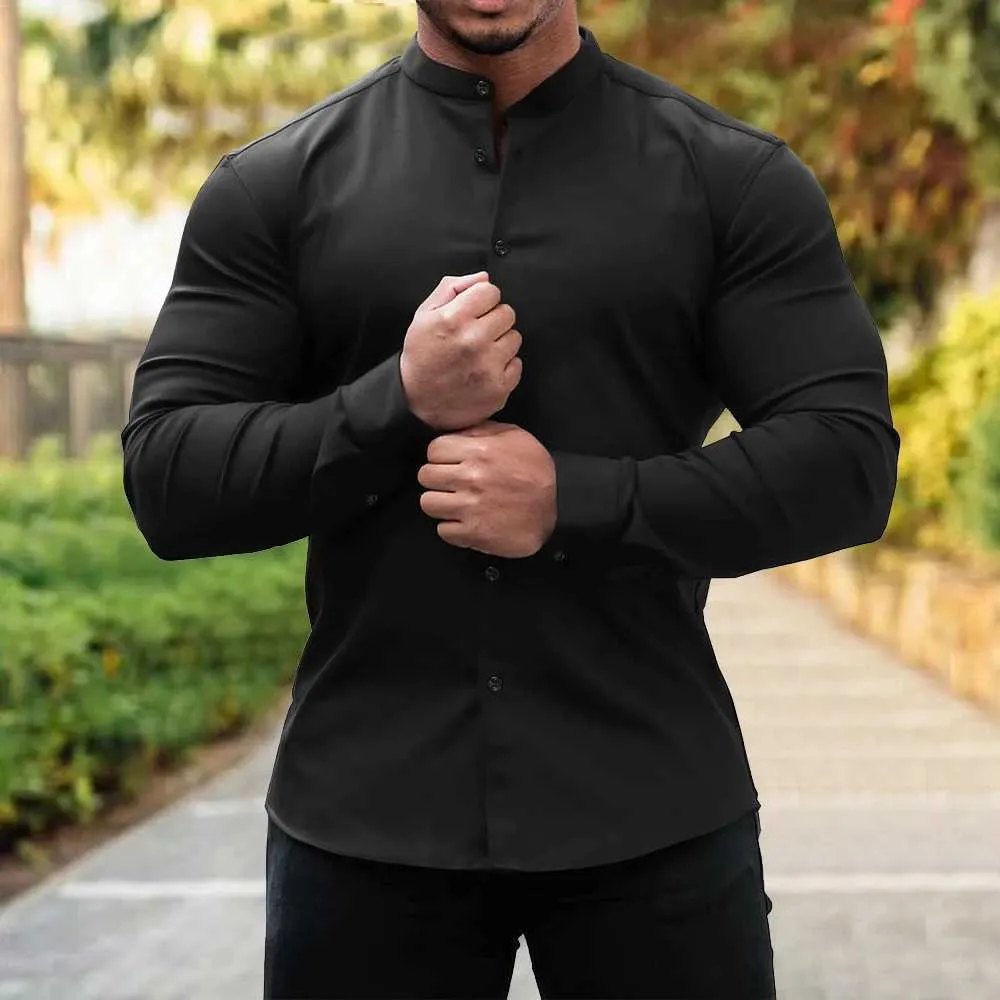 Men's Slim Fit Business muscle Fit formal shirts - Long Sleeve Casual Button Down Blouse for Fitness and Sports (W250118)