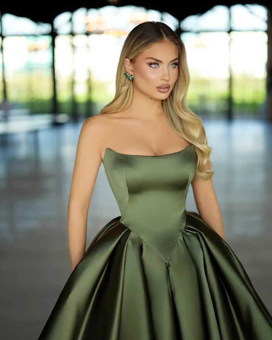 strapless open back dress Backless Split V neck Prom Dress main image 0