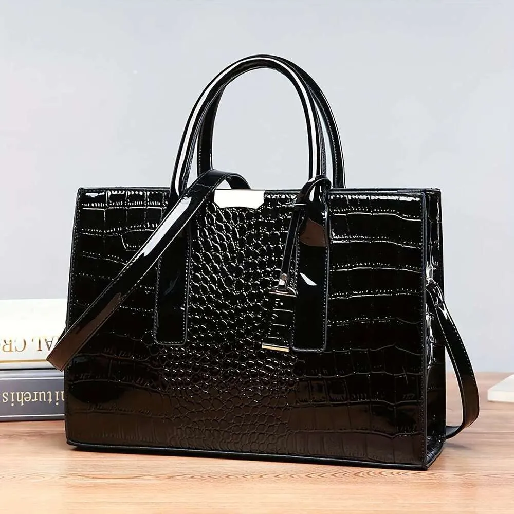 バッグ vintage square design crocodile hand bag Croc embossed vintage square handbag - BAGYOHO