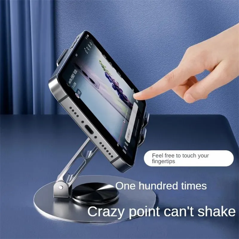 Metal Aluminum Rotatable 360° Mobile Phone Holder Bracket For IPhone IPad Samsung Tablet Flexible Folding Lazy Desktop_voghion.com