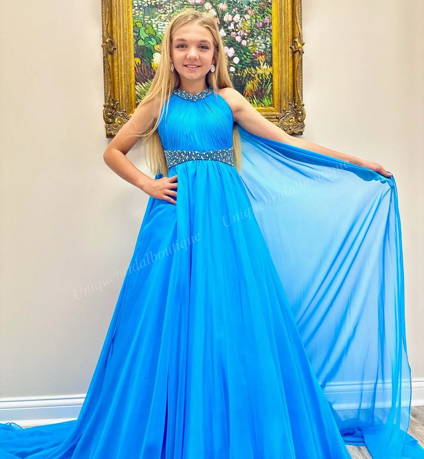 Blue Girl Pageant Dress With Beaded Belt Pleated... From Uniquebridalboutique, $114.13 | DHgate.Com Blue Girl Pageant Dress With Beaded Belt Pleated... From Uniquebridalboutique, $114.13 | DHgate.Com