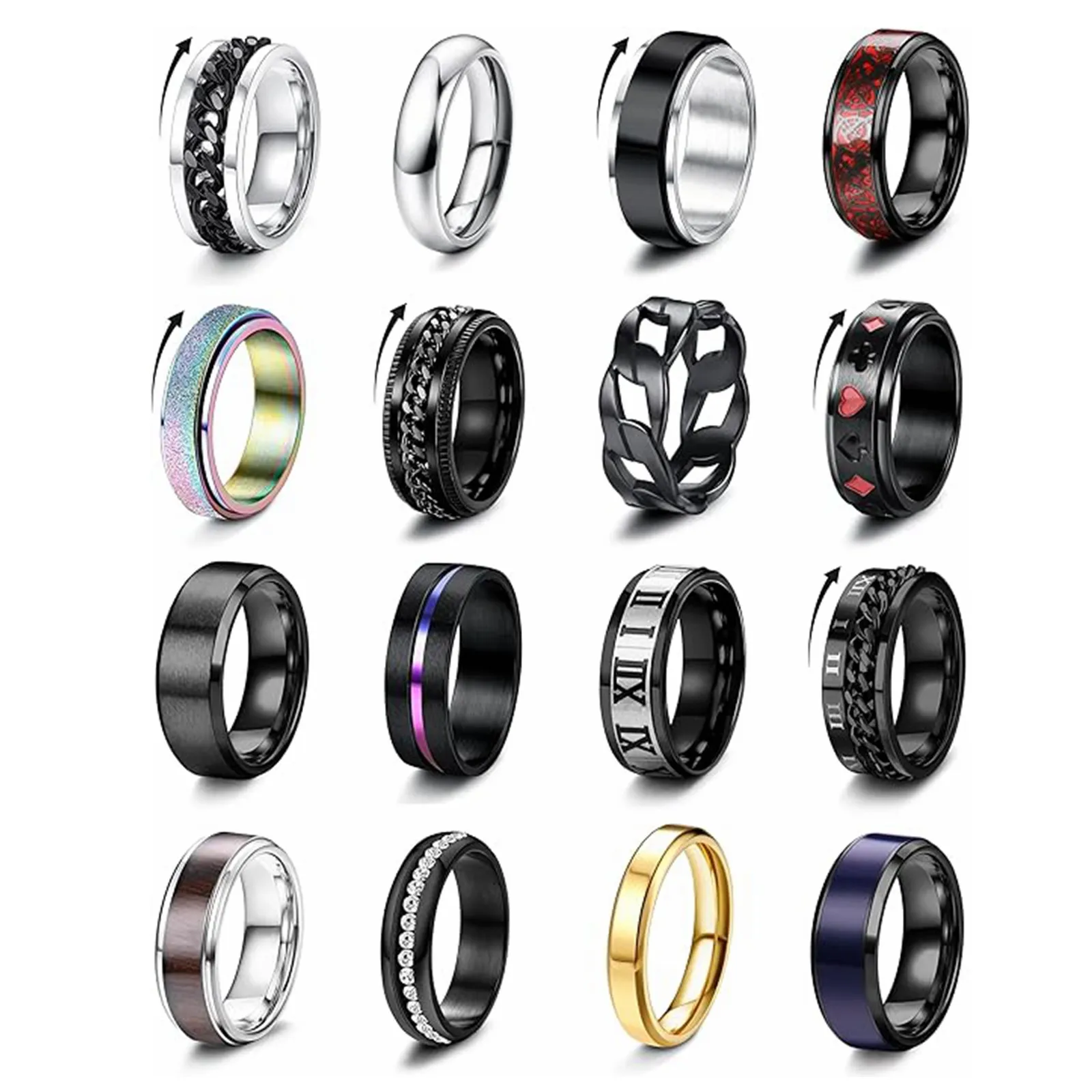 Edelstahl Spinner Ring Set Für Damen Und Herren Gegen Angst_voghion.com