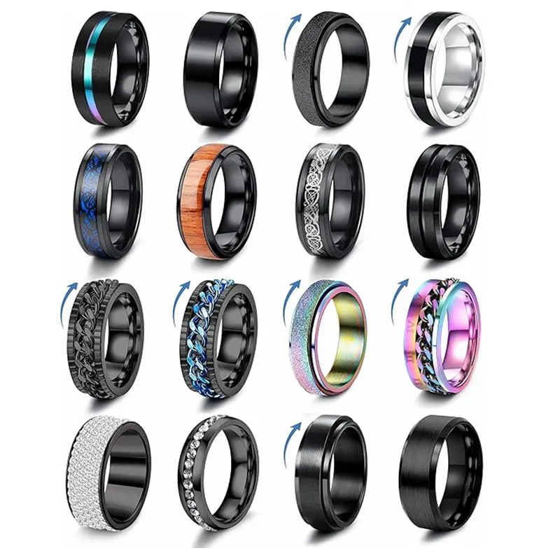 Edelstahl Spinner Ring Set Für Damen Und Herren Gegen Angst_voghion.com