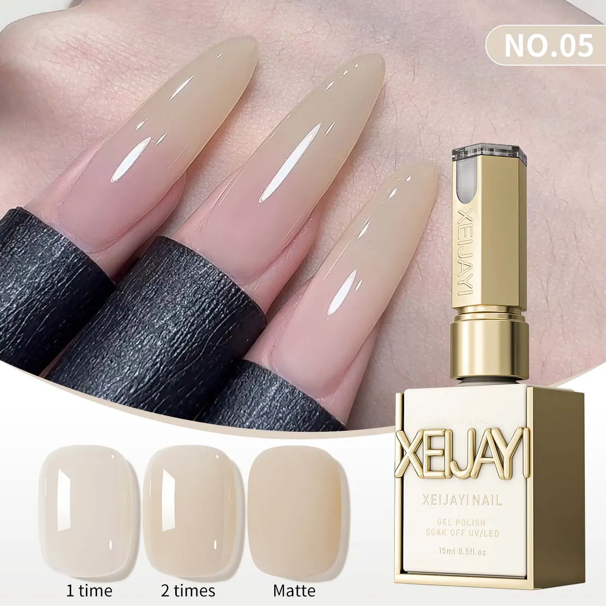 XEIJAYI 15ML Resin Gel Nail Polish Transparent Nude UV LED Soak