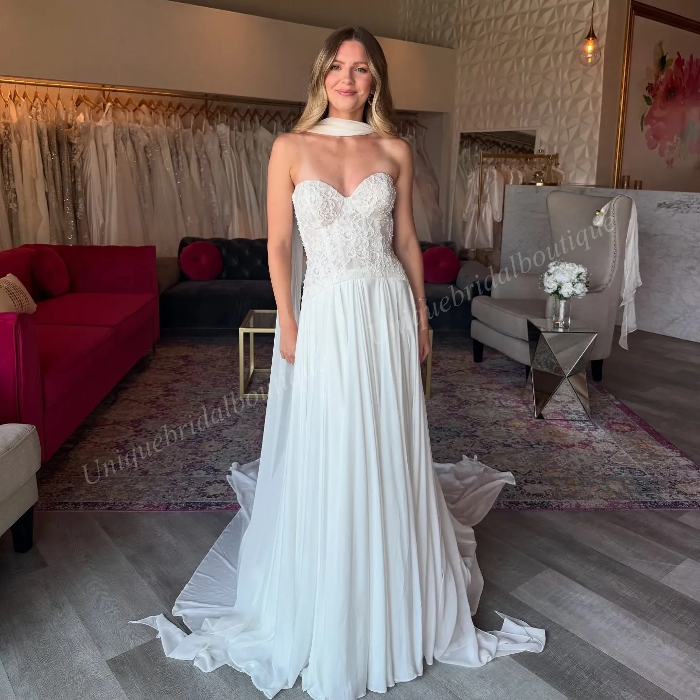 70s Vintage Wedding Dress with Detachable Scarf Pearl Lace Chiffon Bridal Gown Chapel-Train from Dhgate Designer Wedding Dresses - price 128.39 70s Vintage Wedding Dress with Detachable Scarf Pearl Lace Chiffon Bridal Gown Chapel-Train from Dhgate Designer Wedding Dresses - price 128.39