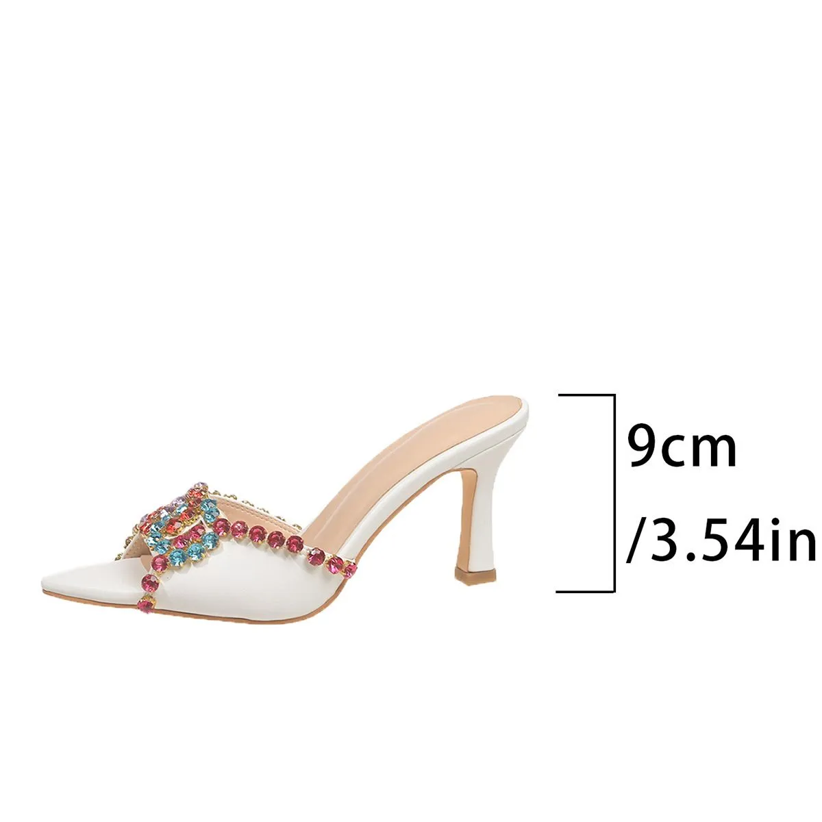 Elegante witte stiletto hakken met kristallen voor dames_voghion.com