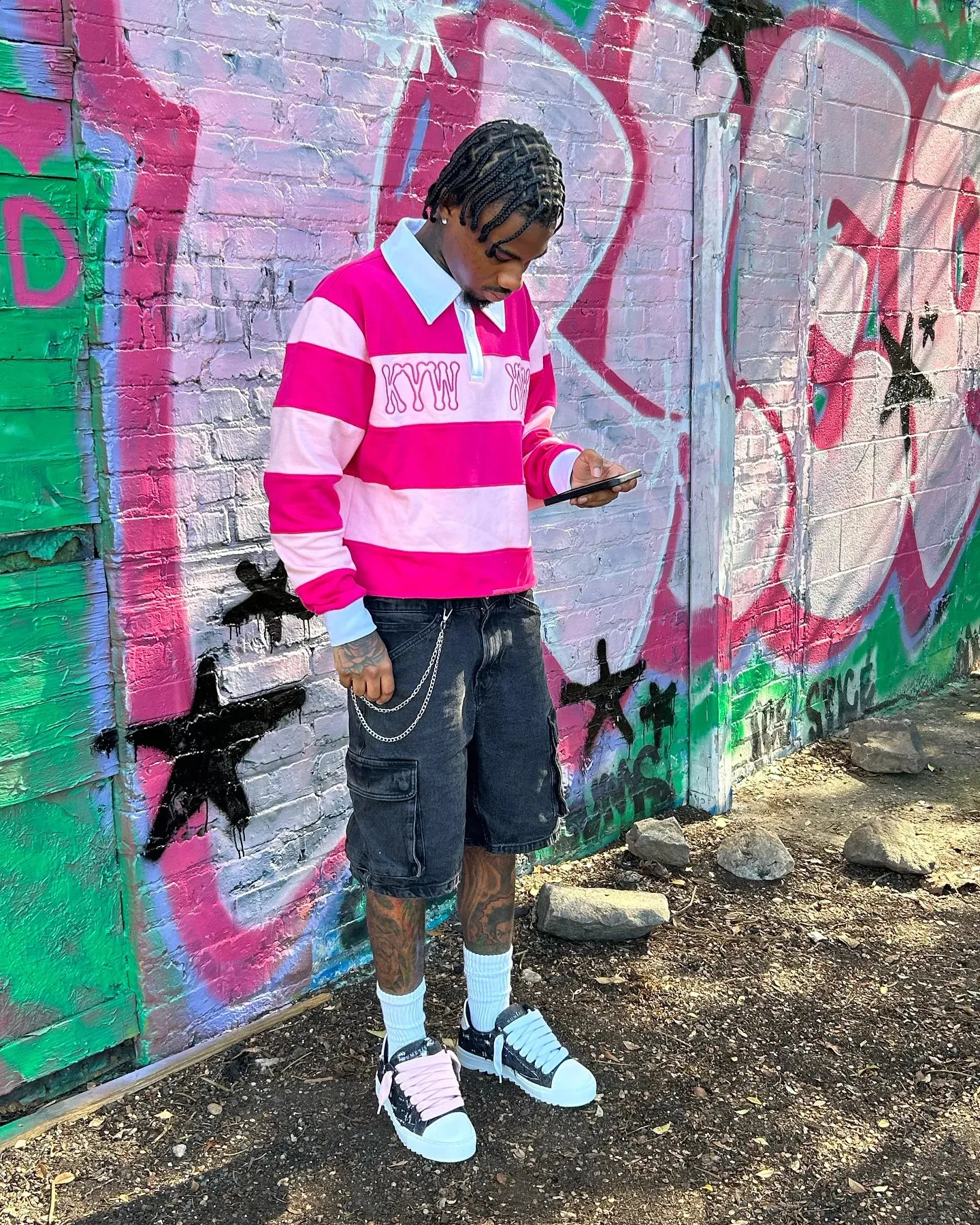 Y2K Pink Rugby Polo Long Sleeve Polo Shirts With From Bigwang01