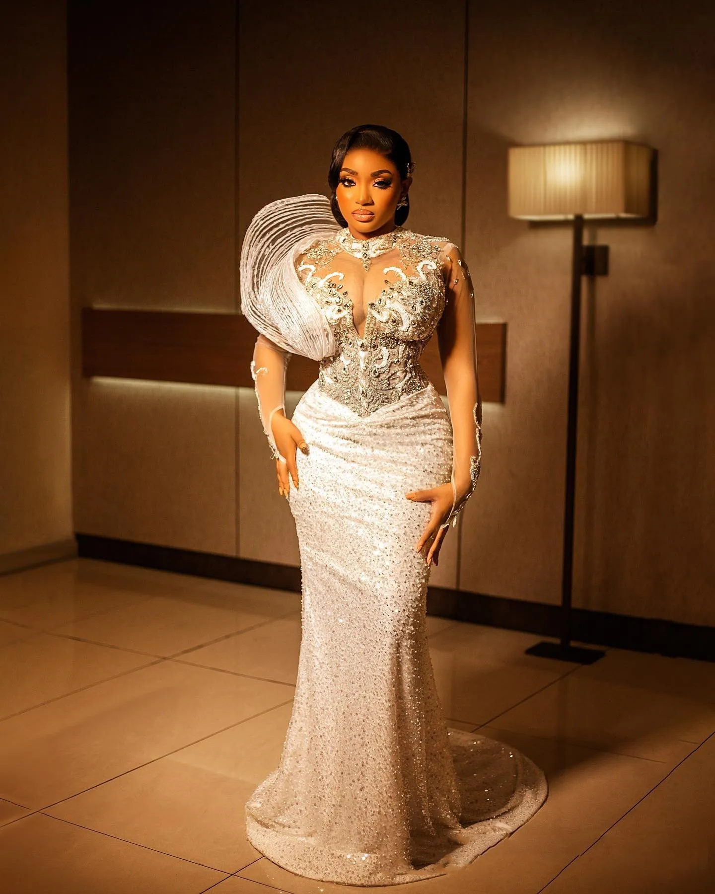 Mermaid Ivory Plus Size Prom Dresses 2025 Beaded Crystals Lace Stylish Evening Formal Party Second Birthday Engagement Gowns Dress For Special