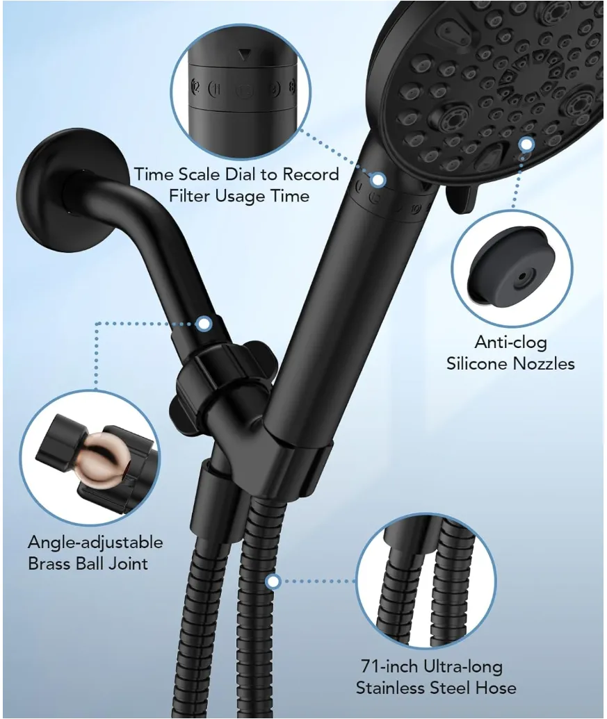 Matte Black High Pressure Filtered Shower Head 10... From Hareal, $20. ...