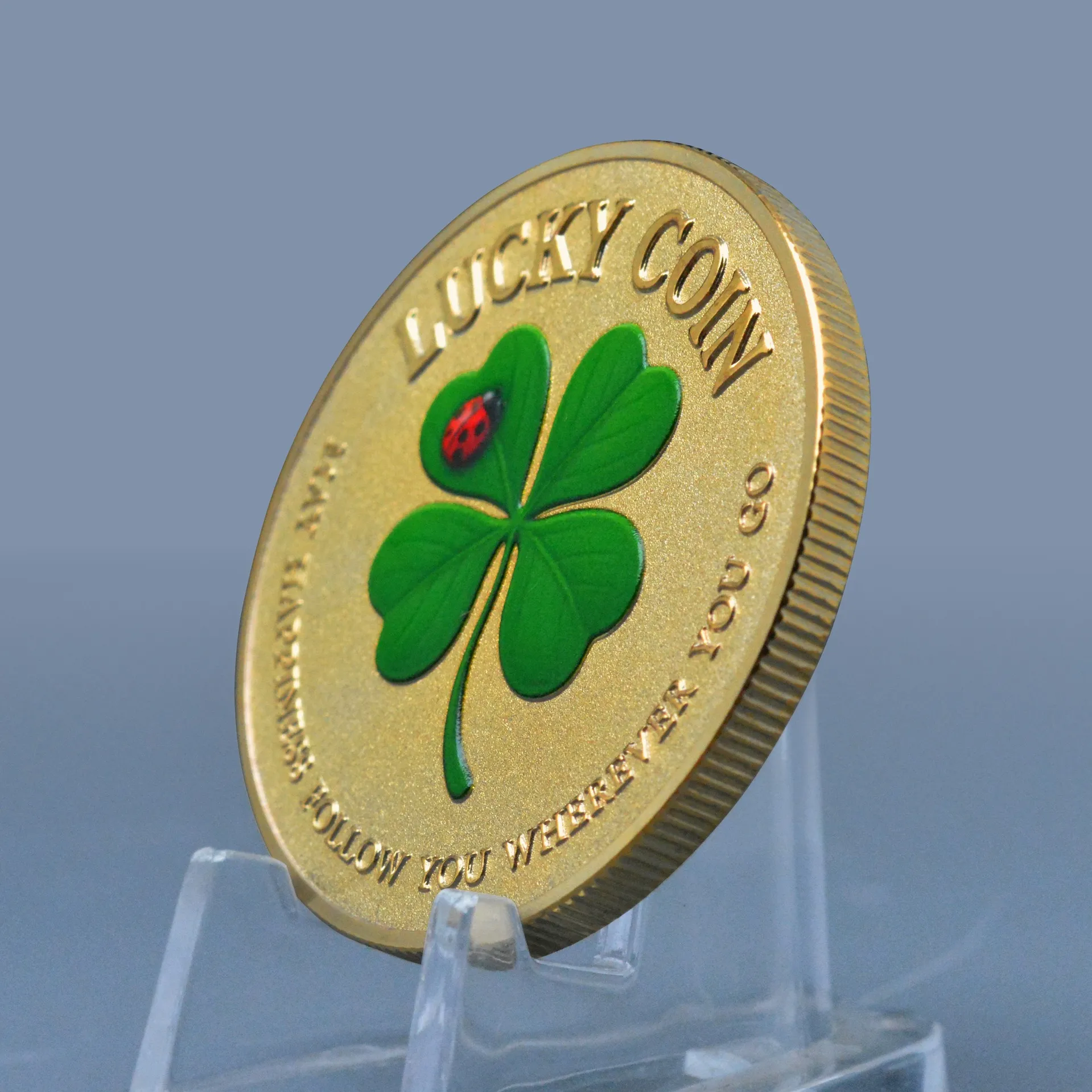 ✓ DHgate 추천 Creative Gold Silver Plated Four Leafs Clover Coin UV 인쇄 기념 가정  장식 금속 선물 럭키 동전 수집. 바로 구매