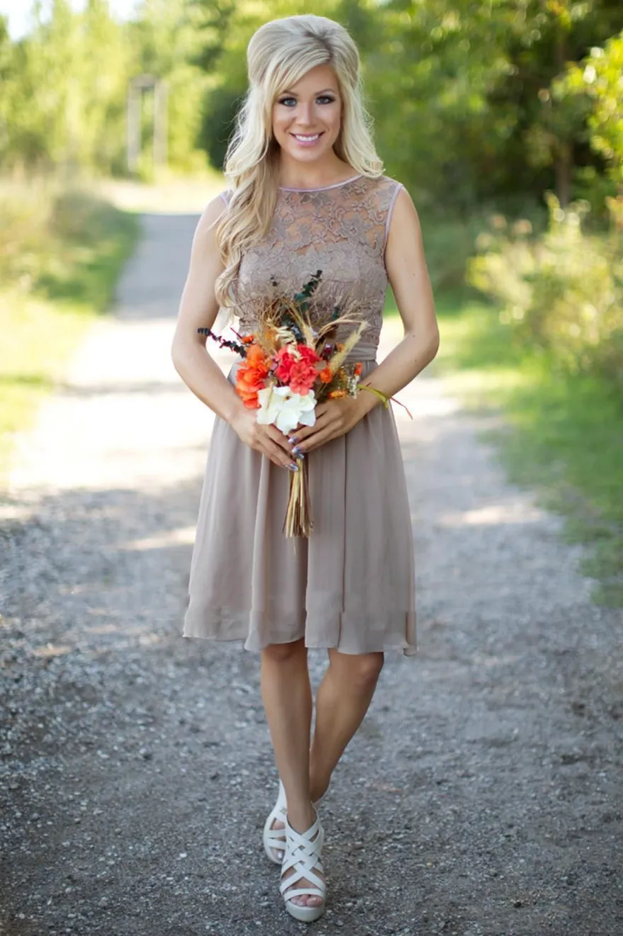 2025 Beach Knee Length Bridesmaid Dresses Chiffon... From Verycute, $48.73  | DHgate.Com