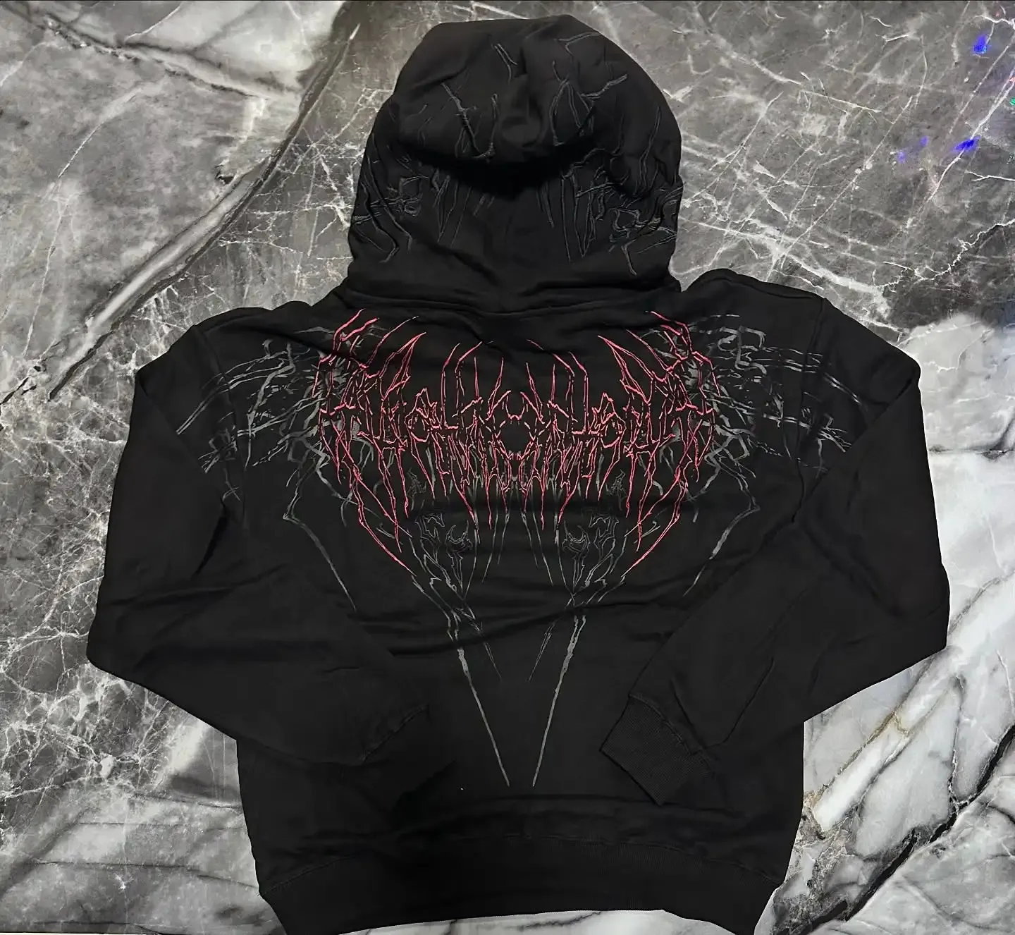 Mens Y2K Retro Knit Acrylic Short Hoodie With Cartoon Pattern Up 