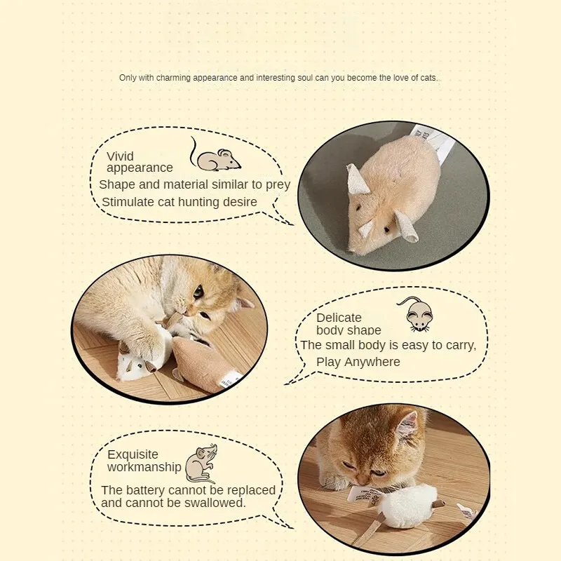 Souris électronique interactive jouet pour chat qui fait du bruit_voghion.com