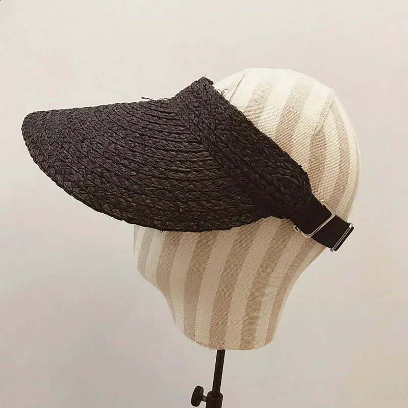 UV Protected Raffia Straw Sun Visor Hat With Wide... From  display picture 2