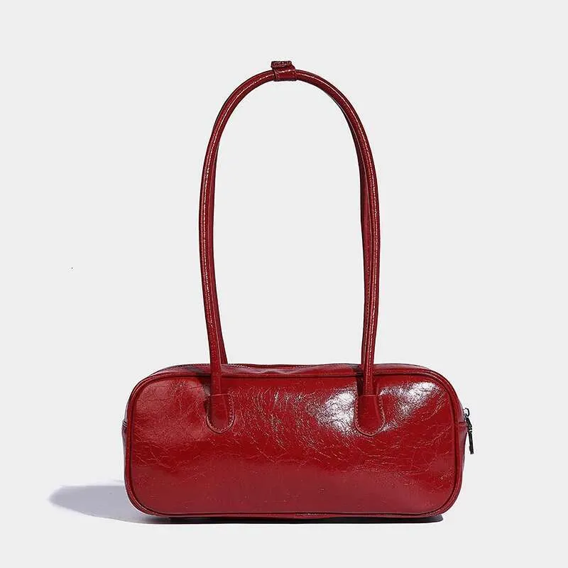 Women's Top Handle Shoulder Bag - Simple Leather Boston Bag, Small Underarm Purse - View #9